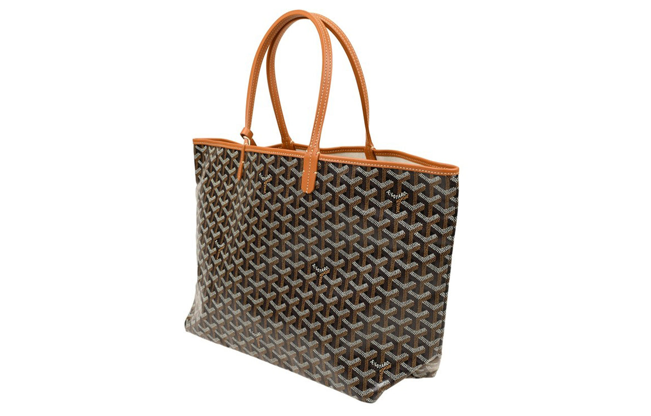 GOYARD Saint Louis PVC Dog's Teeth Tote Bag Shopping Bag Handbag Small Size Women's Coffee