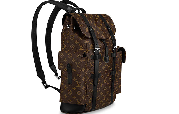 LOUIS VUITTON CHRISTOPHER Canvas With Leather Backpack Medium Size Men's Brown