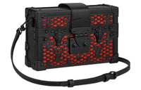 LOUIS VUITTON PETITE MALLE Lacquered Finish Cow Leather Hard Box Portable Crossbody Bag Shoulder Bag Women's Black