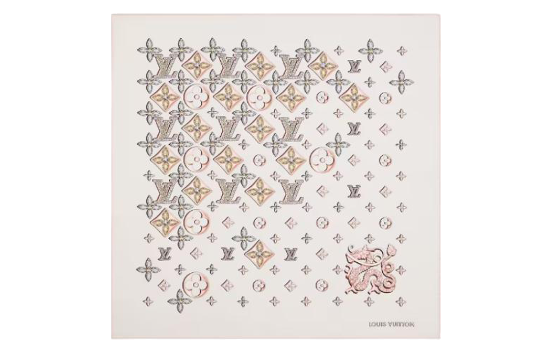 LOUIS VUITTON Silk Scarves Unisex Ecru