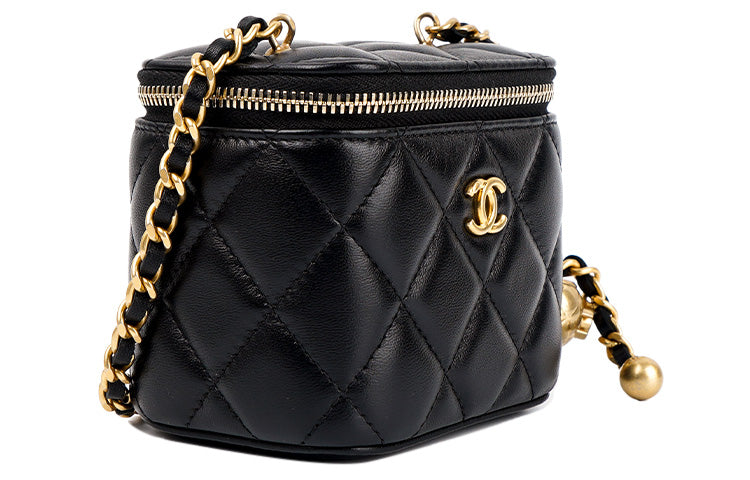CHANEL Little Golden Ball Sheepskin Box Bag Crossbody Bags Shoulder Bags Women's Black