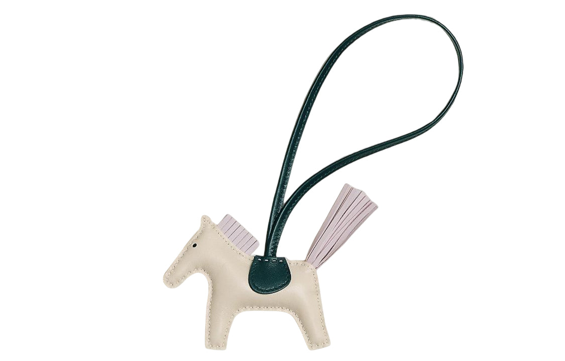 HERMES Sheepskin Pendants Unisex Chalk White