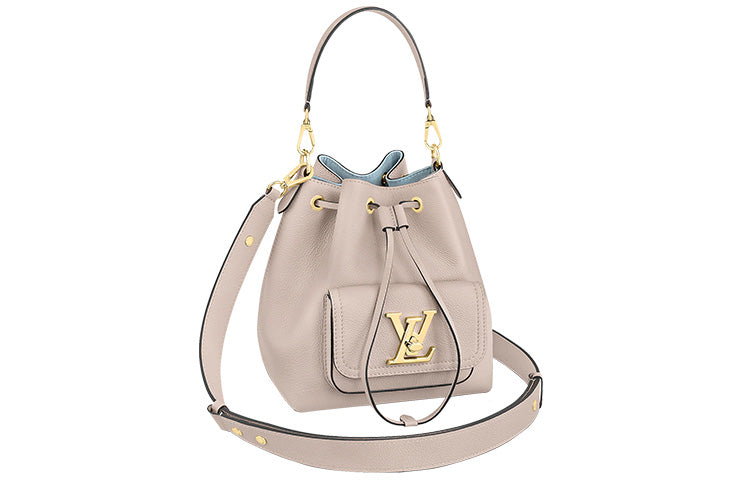LOUIS VUITTON LockMe Grained Calfskin Bucket Bags Handbags Regular Women's Taupe