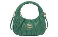 MIU MIU Wander Series Sheepskin Hobo Shoulder Bag Handbag Women's Green