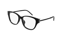 SAINT LAURENT Capsule Plate Frame Oval Eyeglass Frames Women's Black With Silver Logo