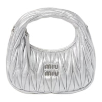 MIU MIU Nappa Leather Handbag Mini Women's Silver