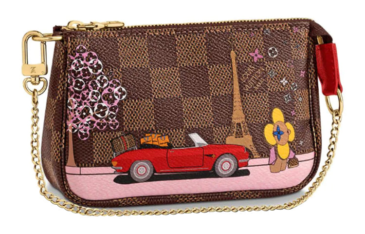 LOUIS VUITTON Mini Pochette Accessoires Damier Ebene Vivienne Paris Red Lining