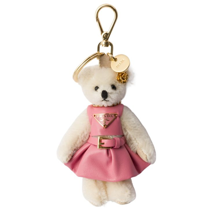 PRADA Triangle-Logo Teddy Keyring