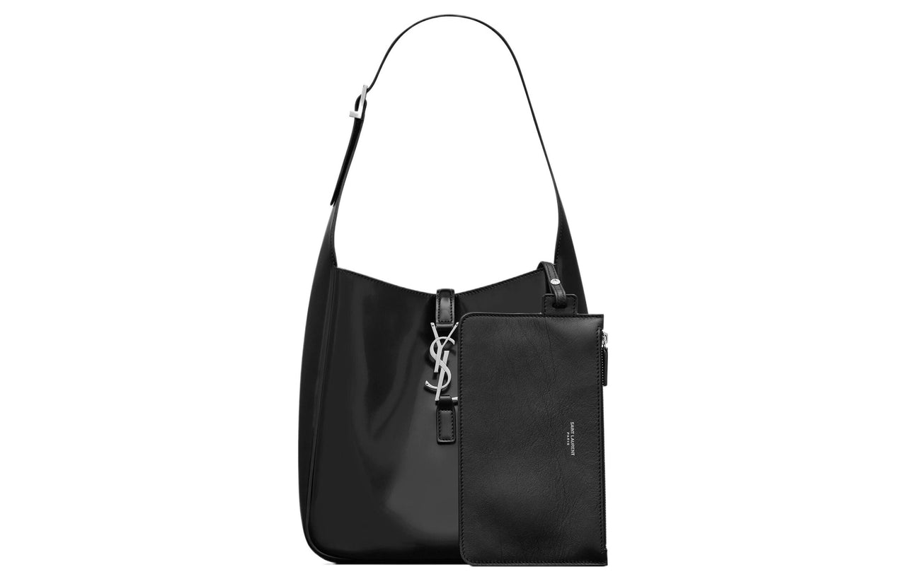 SAINT LAURENT Fabric HOBO Bag Shoulder Bag Women's Black