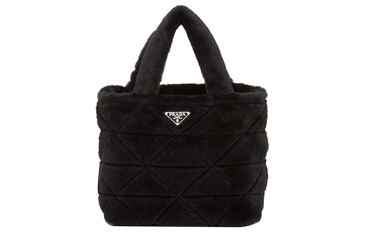 PRADA Shearling Tote Bag, Shopping Bag, Handbag Regular Women's Black