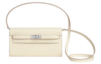 HERMES Kelly To Go Epsom Leather Wallet, Crossbody Bag, Shoulder Bag Women's Nata Cream White