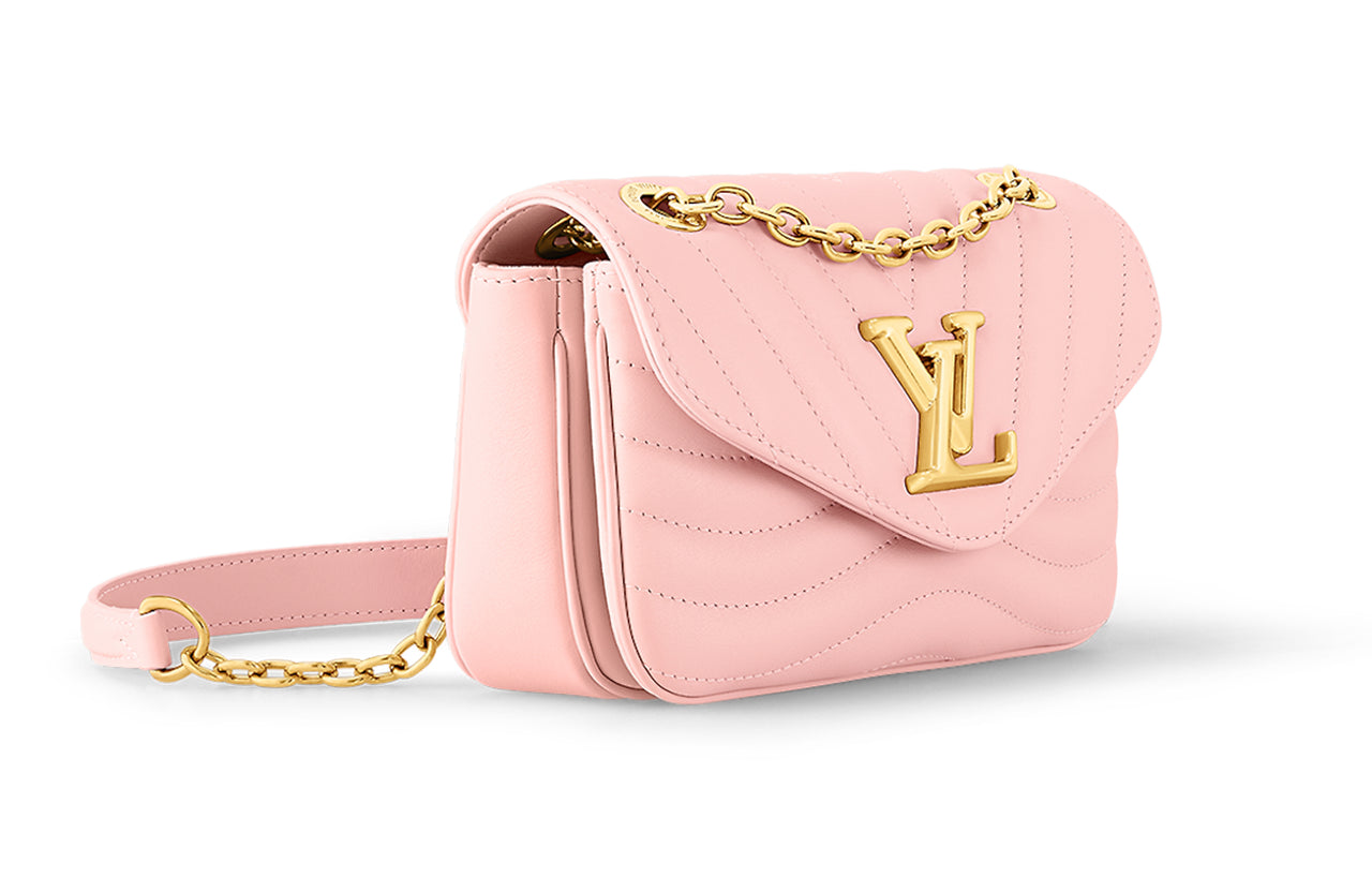 LOUIS VUITTON New Wave Quilting Calfskin Shoulder Bag Crossbody Bag Small Size Women's Pink