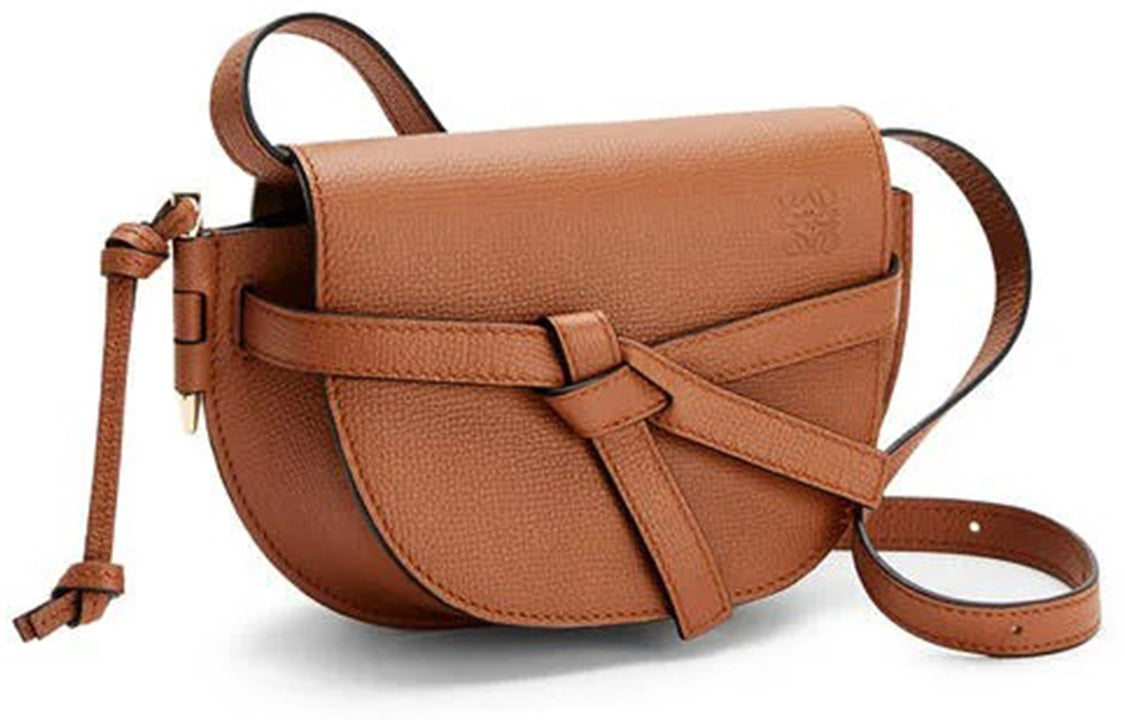 LOEWE Gate Calfskin Bowknot Bag, Crossbody Bag, Shoulder Bag Mini Women's Caramel/Brown