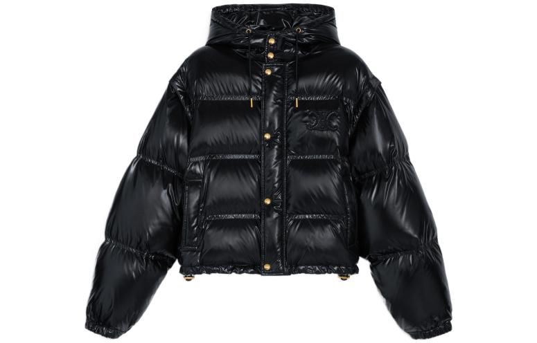 CELINE Cropped Triomphe Down Jacket In Lightweight Nylon