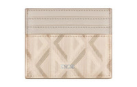 DIOR Natural Smooth Calfskin With Canvas Card Holder Women's Beige