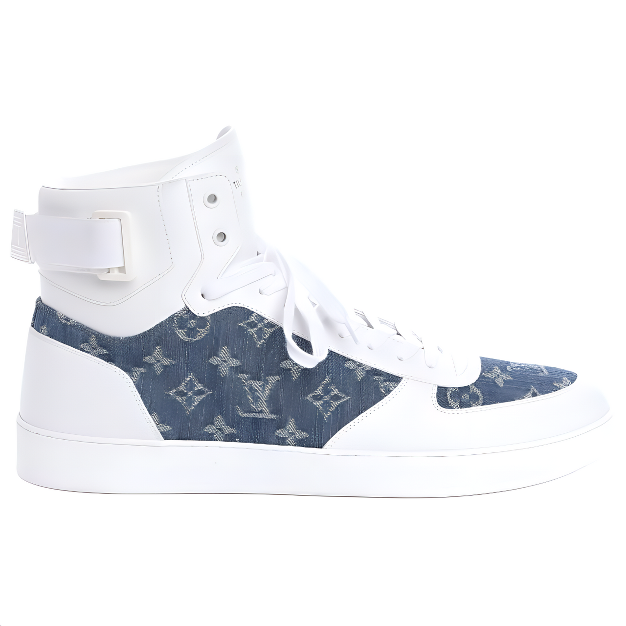 LOUIS VUITTON Rivoli High Top Skateboard Shoes Men's White Blue