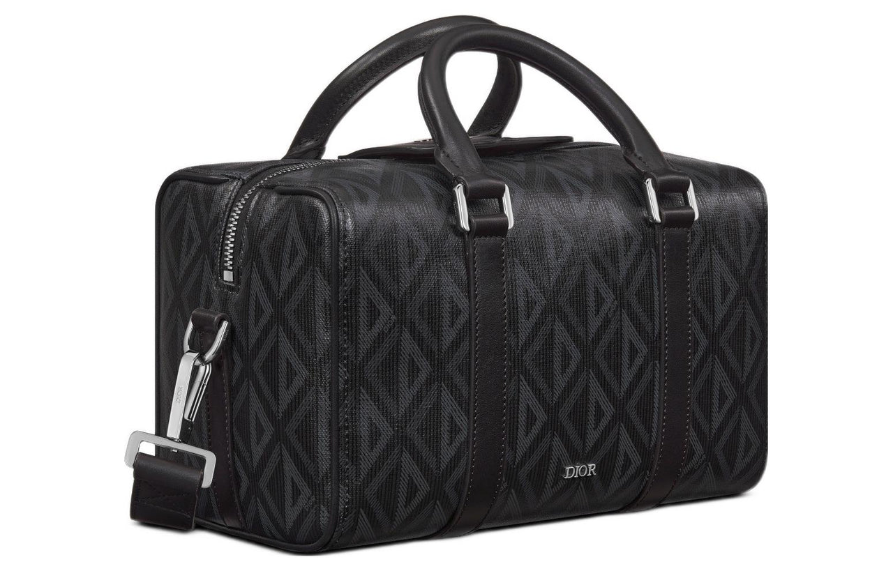 DIOR Lingot Diamond Pattern Canvas With Leather Handbag, Shoulder Bag, Crossbody Bag, Travel Bag Men's Black