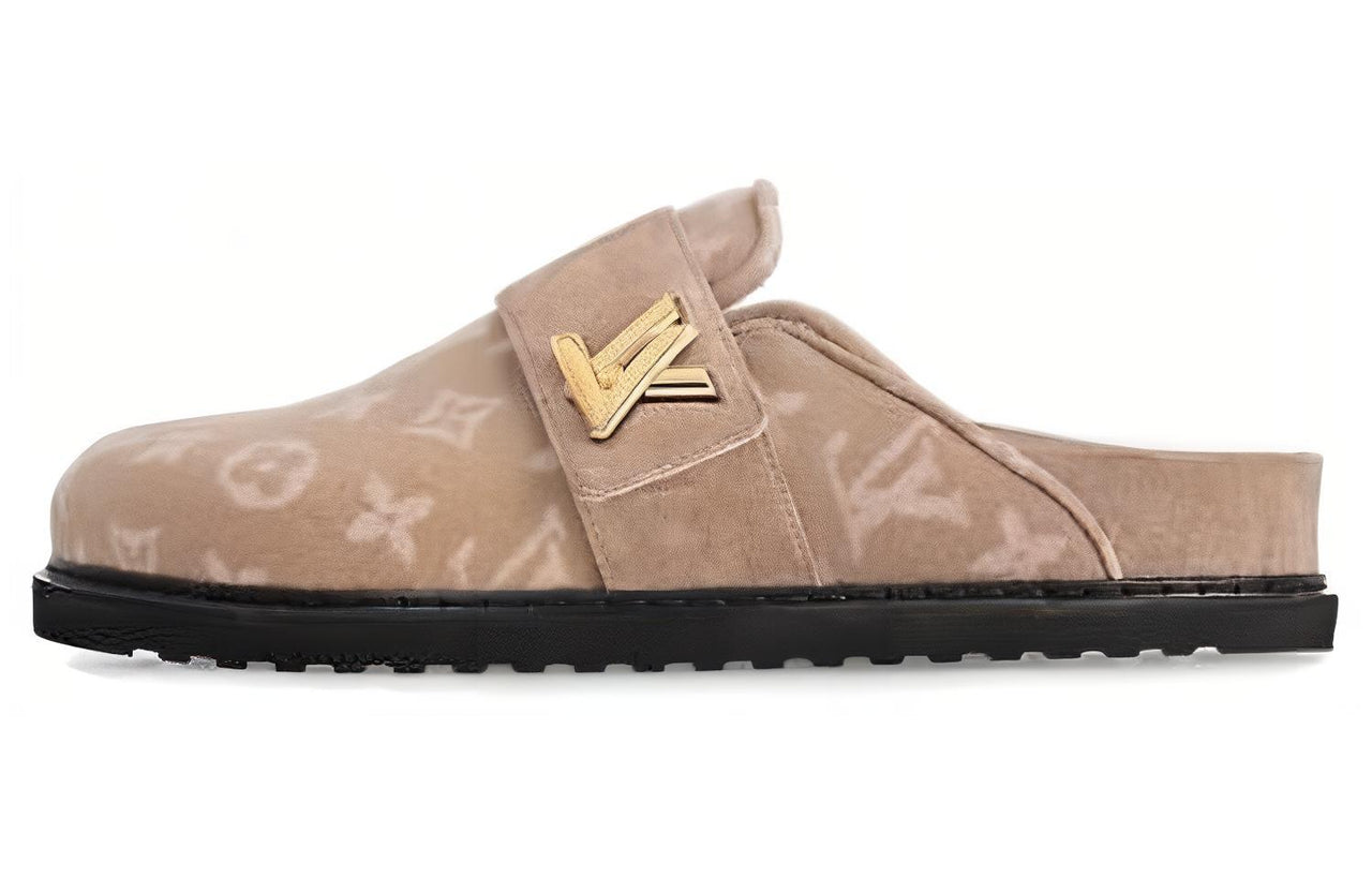 LOUIS VUITTON Rubber Sole Abrasion Resistant Closed Toe Slippers Women's Light Umber