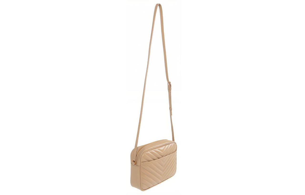 SAINT LAURENT Leather Camera Bags Crossbody Bag Shoulder Bag Women's Dark Beige