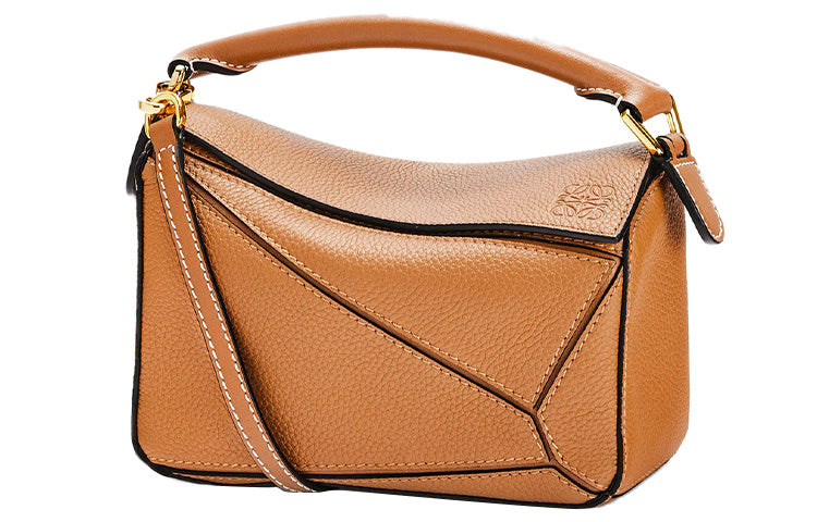 LOEWE Puzzle Calfskin Geometric Puzzle Bag, Handbag, Shoulder Bag, Crossbody Bag Mini Women's Light Caramel Brown