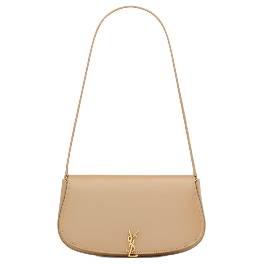 SAINT LAURENT Calfskin Handbag, Shoulder Bag Women's Black Toffee