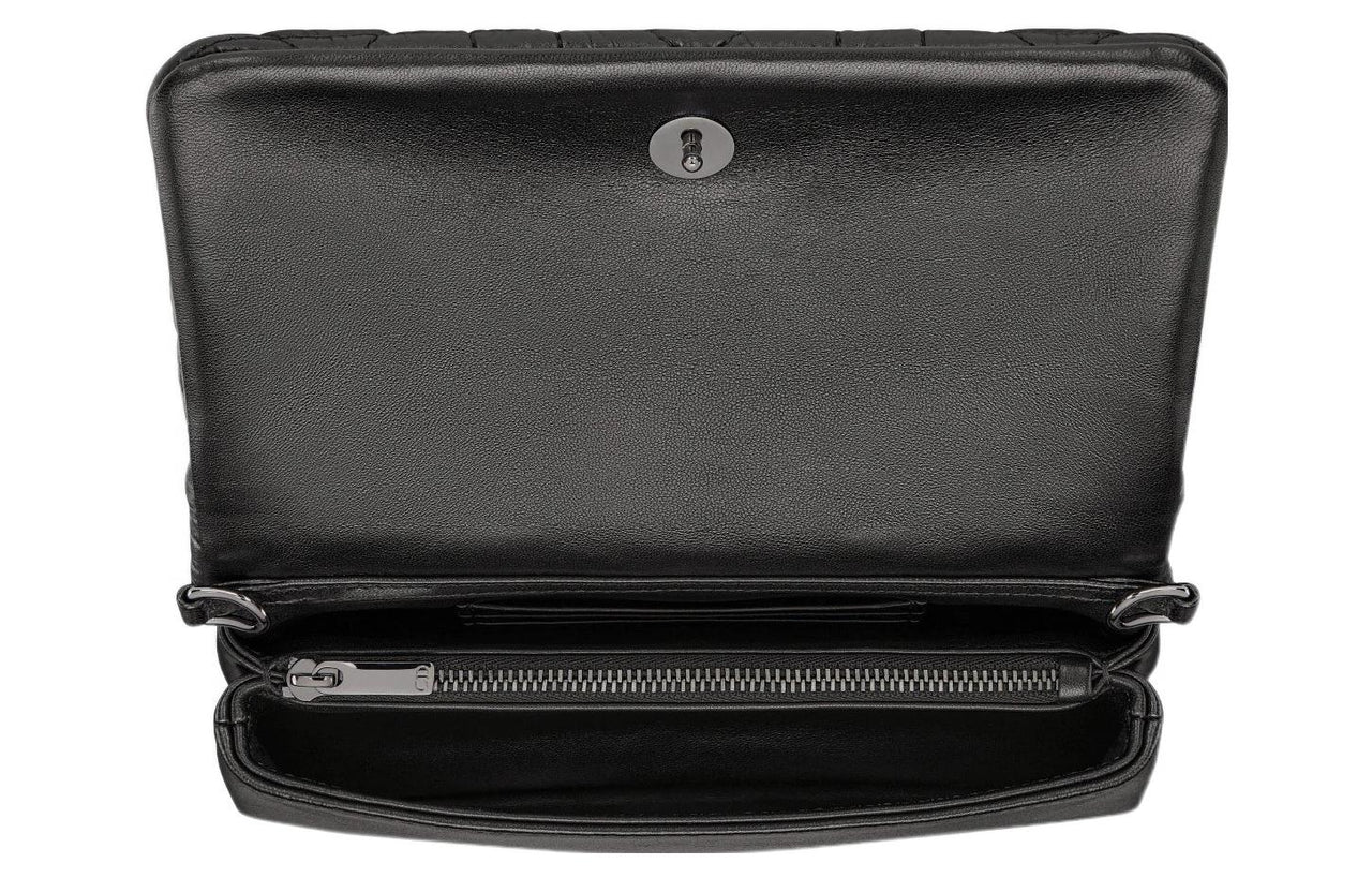 DIOR Cow Leather Shoulder Bag Crossbody Bag Clutches Regular Women's Black Silver