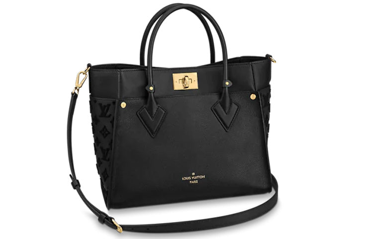 LOUIS VUITTON On My Side Calfskin Tote Bag Shopping Bag Shoulder Bag Crossbody Bag Handbag Large Size Women's Black