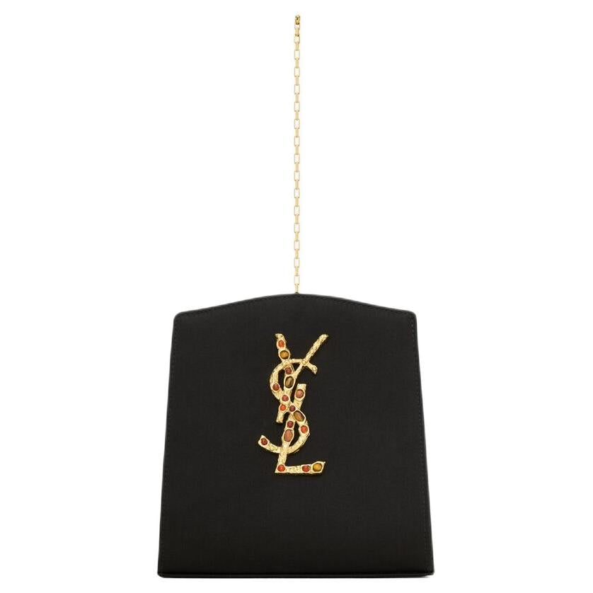 SAINT LAURENT Fabric Clutch Trumpets Women's Black