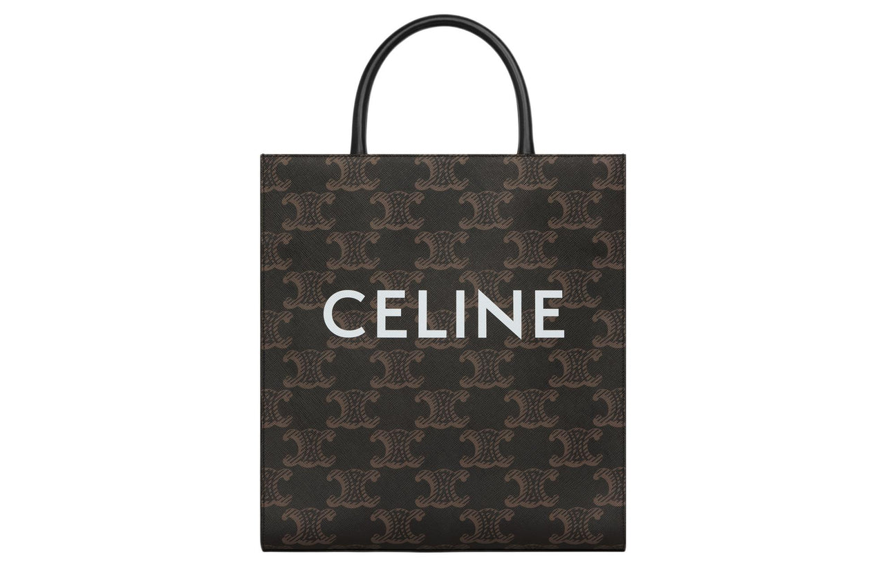CELINE Canvas-paneled Calfskin Trim Tote Bag Shopping Bag Shoulder Bag Crossbody Bag Handbag Medium Size Men's Black