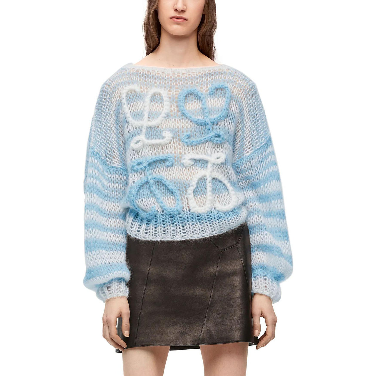 LOEWE Striped Anagram Sweater 'White/Blue'