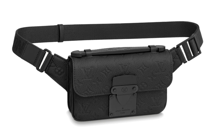 LOUIS VUITTON Cow Leather Fanny Pack, Sling Bag, Crossbody Bag Men's Black