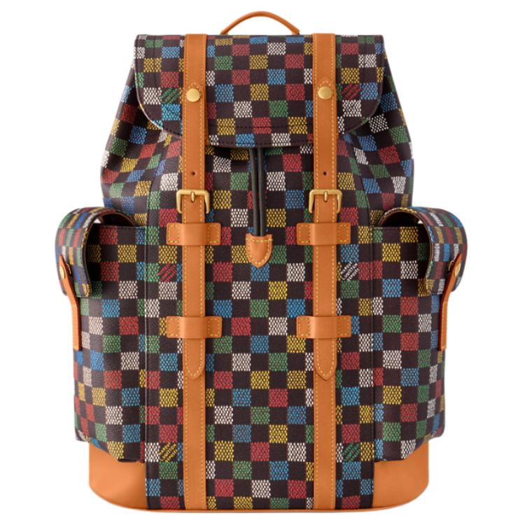 LOUIS VUITTON CHRISTOPHER Coated Canvas Backpack Medium Size Unisex Multicolor