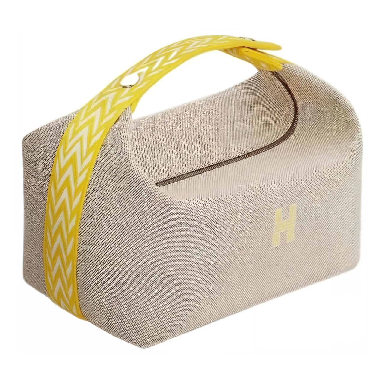 HERMES Bride a Brac Fabric Storage Bags Toiletry Bags Small Size Unisex Lemon