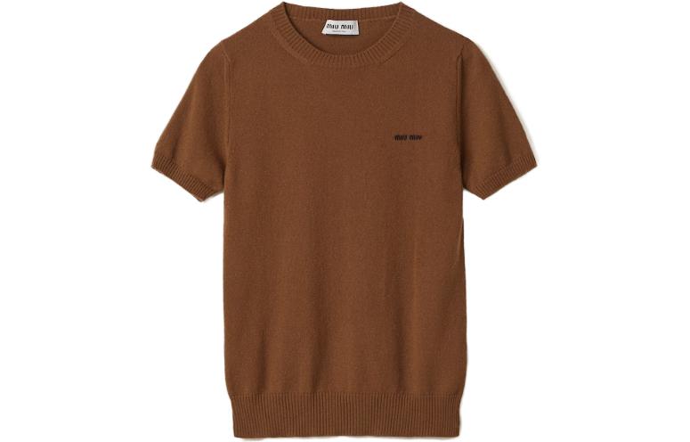 MIU MIU Logo intarsia Knitted Cashmere Top