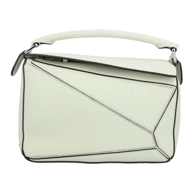 LOEWE Puzzle Grain Calfskin Leather Shoulder Bag, Crossbody Bag, Handbag Trumpets Women's Light Green
