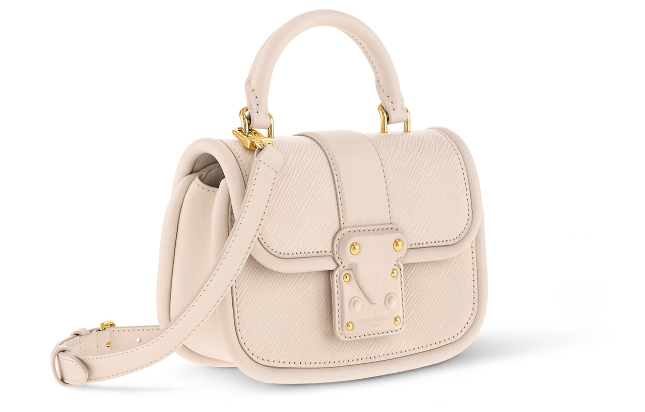 LOUIS VUITTON Pia Grained Cow Leather Shoulder Bag Crossbody Bag Handbag Women's Beige