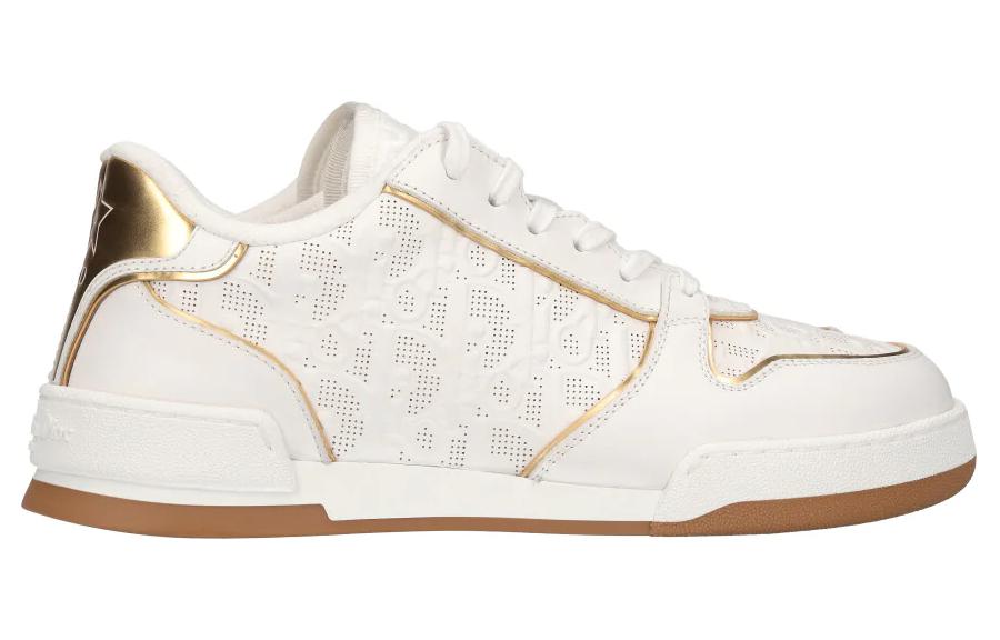 DIOR One White Sneakers Low Top Stylish Skateboarding Shoes Women's White Gold