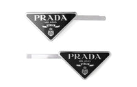 PRADA Triangle logo Hair Clips Set Of Two