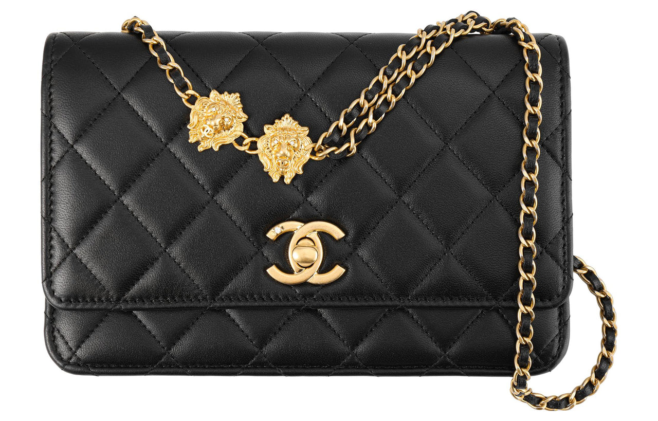 CHANEL WOC Lambskin Handbag Shoulder Bag Crossbody Bag Women's Black