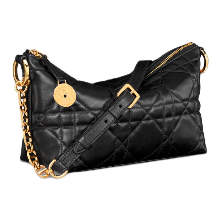 DIOR Lambskin One Shoulder Handbags Women's Black