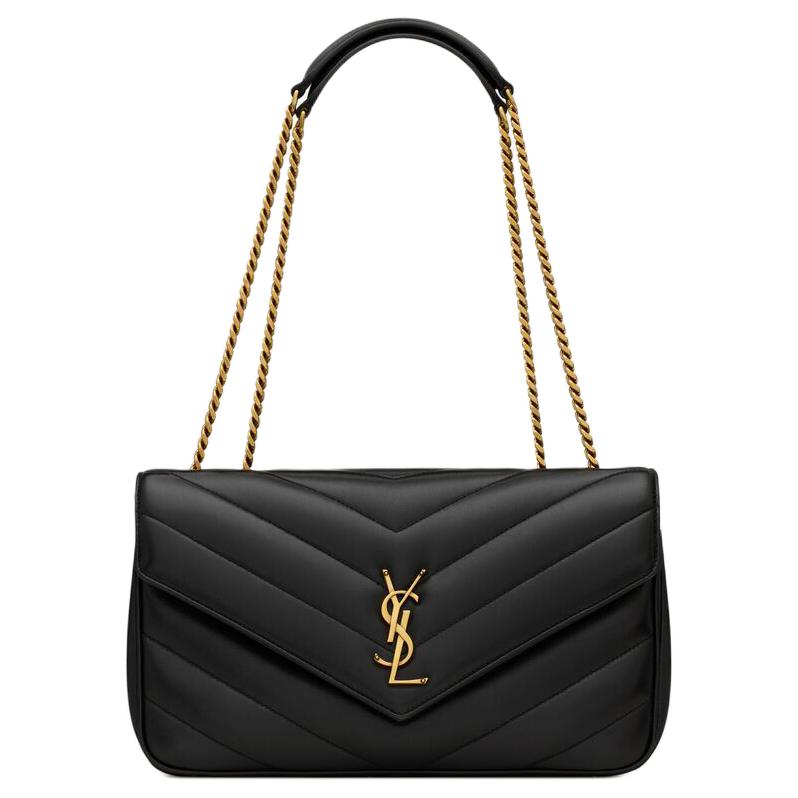 SAINT LAURENT LOULOU Lambskin Envelope Bag Crossbody Bag Shoulder Bag Medium Size Women's Black