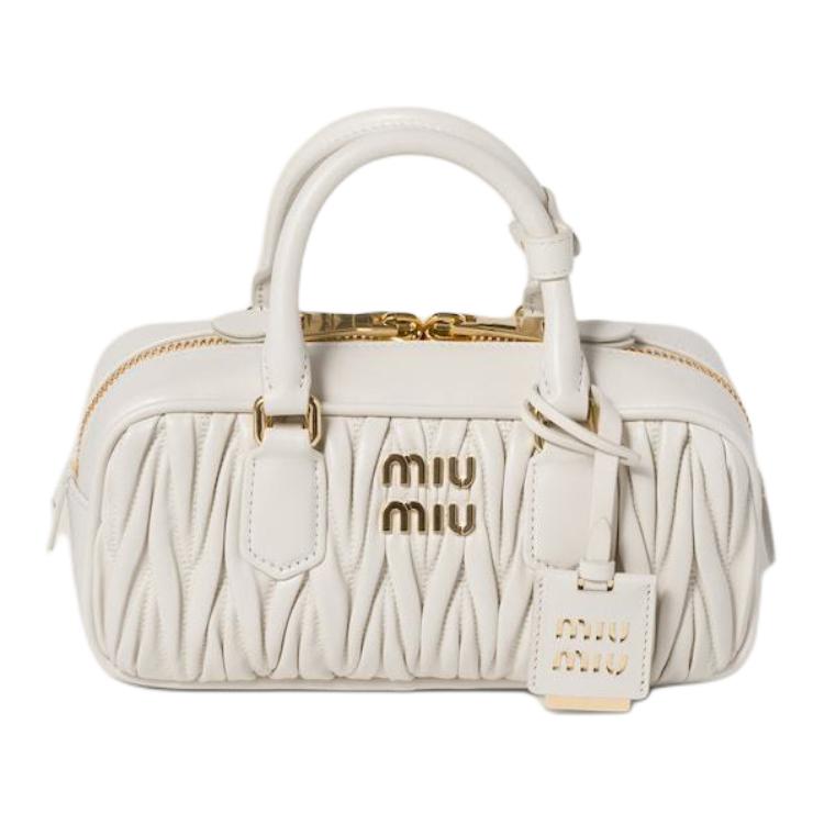 MIU MIU Leather Shoulder Bag, Crossbody Bag, Handbag Trumpets Women's White