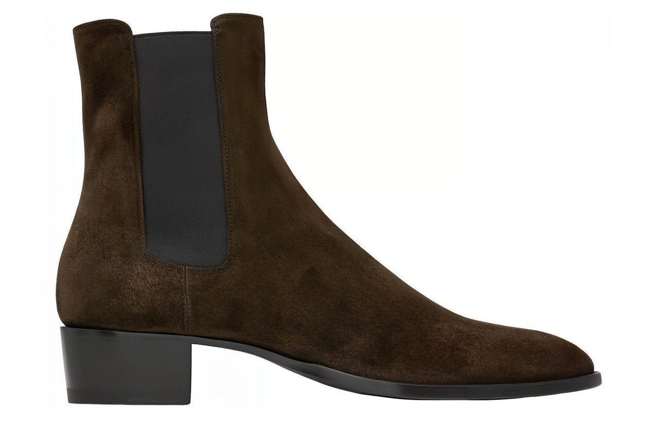 SAINT LAURENT Wyatt Block Heel Chelsea Boots