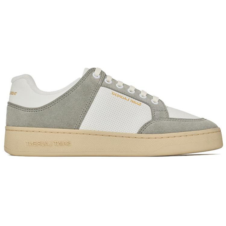 SAINT LAURENT SL/61 Low Top Stylish Skateboarding Shoes Women's Gray White