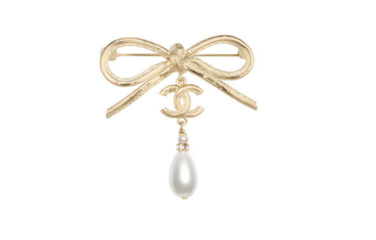 CHANEL 2000s Cc Bow detailed Brooch