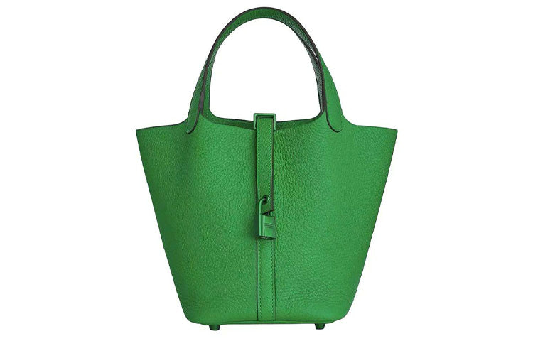 HERMES Picotin Lock Clemence Bullock Leather Bucket Bags Handbags Women's 1K Bambou Bamboo Green