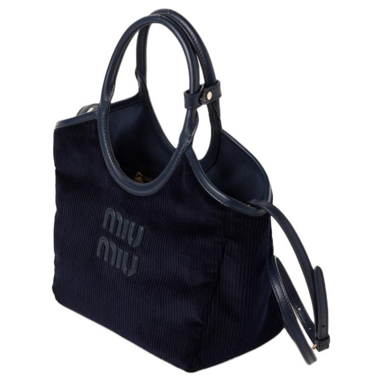 MIU MIU Fabric Shoulder Bag Crossbody Bag Handbag Women's Marine Blue