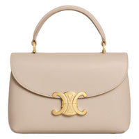 CELINE Soft Cow Leather Shoulder Bag, Crossbody Bag, Handbag Women's Oats Beige