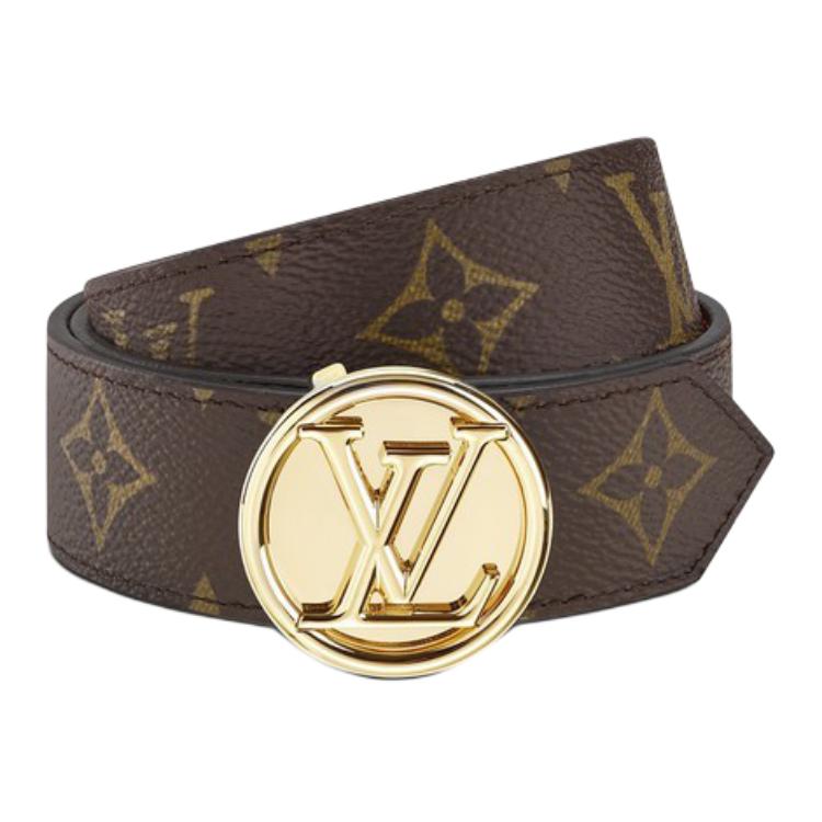 LOUIS VUITTON Calfskin Leather Belts Women's Brown Width: 2.5cm
