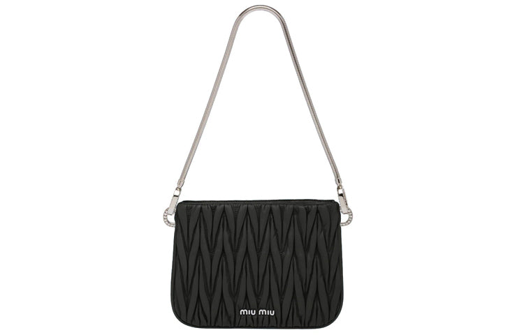 MIU MIU SASSY Soft Sheep Leather Handbag Medium Size Women's Black